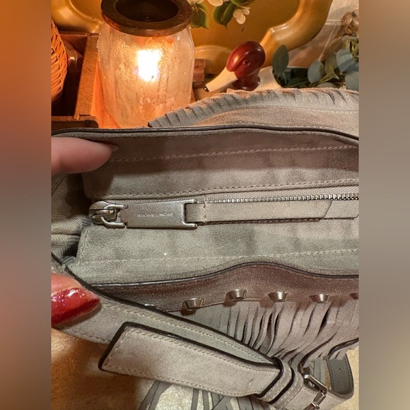 Michael Kors Gray Billy Fringe Crossbody Bag with Studded Detail - Picture 10 of 16